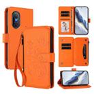 For Honor 50 SE / Huawei nova 9 SE Butterfly Love Flower Multi-card Zipper Wallet Leather Phone Case(Orange) - 1