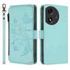For Honor Play 50 Butterfly Love Flower Multi-card Zipper Wallet Leather Phone Case(Mint Green) - 2