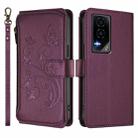 For Honor GT 5G Butterfly Love Flower Multi-card Zipper Wallet Leather Phone Case(Dark Purple) - 2