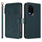 For Honor GT 5G Butterfly Love Flower Multi-card Zipper Wallet Leather Phone Case(Dark Green) - 2