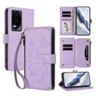 For Honor GT 5G Butterfly Love Flower Multi-card Zipper Wallet Leather Phone Case(Light Purple) - 1