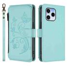 For Honor 60 SE 5G Butterfly Love Flower Multi-card Zipper Wallet Leather Phone Case(Mint Green) - 2