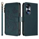 For Honor 70 5G Butterfly Love Flower Multi-card Zipper Wallet Leather Phone Case(Dark Green) - 2