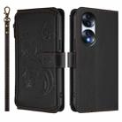 For Honor 70 5G Butterfly Love Flower Multi-card Zipper Wallet Leather Phone Case(Black) - 2