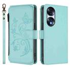 For Honor 70 5G Butterfly Love Flower Multi-card Zipper Wallet Leather Phone Case(Mint Green) - 2