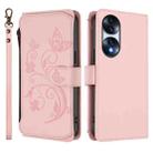 For Honor 70 5G Butterfly Love Flower Multi-card Zipper Wallet Leather Phone Case(Pink) - 2
