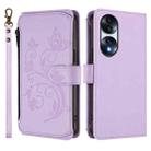 For Honor 70 5G Butterfly Love Flower Multi-card Zipper Wallet Leather Phone Case(Light Purple) - 2