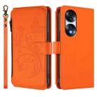 For Honor 70 Pro 5G Butterfly Love Flower Multi-card Zipper Wallet Leather Phone Case(Orange) - 2
