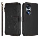For Honor 70 Pro 5G Butterfly Love Flower Multi-card Zipper Wallet Leather Phone Case(Black) - 2