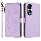 For Honor 70 Pro 5G Butterfly Love Flower Multi-card Zipper Wallet Leather Phone Case(Light Purple) - 2
