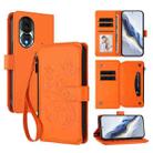 For Honor 80 5G Butterfly Love Flower Multi-card Zipper Wallet Leather Phone Case(Orange) - 1