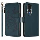 For Honor 80 5G Butterfly Love Flower Multi-card Zipper Wallet Leather Phone Case(Dark Green) - 2