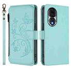 For Honor 80 5G Butterfly Love Flower Multi-card Zipper Wallet Leather Phone Case(Mint Green) - 2
