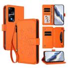 For Honor 80 GT 5G Butterfly Love Flower Multi-card Zipper Wallet Leather Phone Case(Orange) - 1