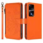 For Honor 80 GT 5G Butterfly Love Flower Multi-card Zipper Wallet Leather Phone Case(Orange) - 2