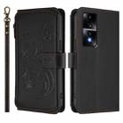 For Honor 80 GT 5G Butterfly Love Flower Multi-card Zipper Wallet Leather Phone Case(Black) - 2