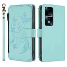 For Honor 80 GT 5G Butterfly Love Flower Multi-card Zipper Wallet Leather Phone Case(Mint Green) - 2