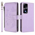 For Honor 80 GT 5G Butterfly Love Flower Multi-card Zipper Wallet Leather Phone Case(Light Purple) - 2