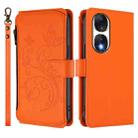 For Honor 90 5G Butterfly Love Flower Multi-card Zipper Wallet Leather Phone Case(Orange) - 2