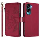 For Honor 90 Lite 5G / X50i 5G Butterfly Love Flower Multi-card Zipper Wallet Leather Phone Case(Wine Red) - 2