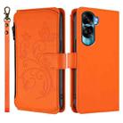 For Honor 90 Lite 5G / X50i 5G Butterfly Love Flower Multi-card Zipper Wallet Leather Phone Case(Orange) - 2