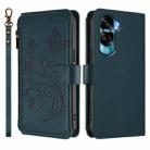 For Honor 90 Lite 5G / X50i 5G Butterfly Love Flower Multi-card Zipper Wallet Leather Phone Case(Dark Green) - 2