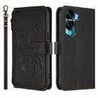 For Honor 90 Lite 5G / X50i 5G Butterfly Love Flower Multi-card Zipper Wallet Leather Phone Case(Black) - 2