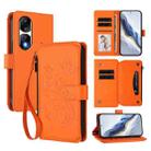 For Honor 90 Pro 5G Butterfly Love Flower Multi-card Zipper Wallet Leather Phone Case(Orange) - 1