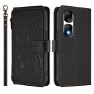 For Honor 90 Pro 5G Butterfly Love Flower Multi-card Zipper Wallet Leather Phone Case(Black) - 2