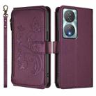 For Honor 90 Smart 5G / X7b 5G / 4G Butterfly Love Flower Multi-card Zipper Wallet Leather Phone Case(Dark Purple) - 2