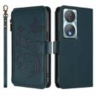 For Honor 90 Smart 5G / X7b 5G / 4G Butterfly Love Flower Multi-card Zipper Wallet Leather Phone Case(Dark Green) - 2
