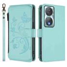 For Honor 90 Smart 5G / X7b 5G / 4G Butterfly Love Flower Multi-card Zipper Wallet Leather Phone Case(Mint Green) - 2