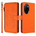 For Honor 100 Pro 5G Butterfly Love Flower Multi-card Zipper Wallet Leather Phone Case(Orange) - 2