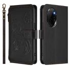 For Honor 100 Pro 5G Butterfly Love Flower Multi-card Zipper Wallet Leather Phone Case(Black) - 2