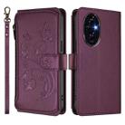 For Honor 200 5G Global Butterfly Love Flower Multi-card Zipper Wallet Leather Phone Case(Dark Purple) - 2