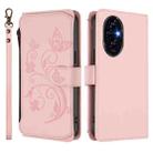 For Honor 200 5G Global Butterfly Love Flower Multi-card Zipper Wallet Leather Phone Case(Pink) - 2
