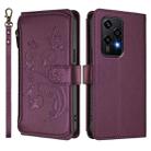 For Honor 200 Lite 5G Global Butterfly Love Flower Multi-card Zipper Wallet Leather Phone Case(Dark Purple) - 2