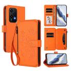 For Honor 200 Lite 5G Global Butterfly Love Flower Multi-card Zipper Wallet Leather Phone Case(Orange) - 1