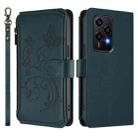 For Honor 200 Lite 5G Global Butterfly Love Flower Multi-card Zipper Wallet Leather Phone Case(Dark Green) - 2