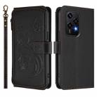For Honor 200 Lite 5G Global Butterfly Love Flower Multi-card Zipper Wallet Leather Phone Case(Black) - 2