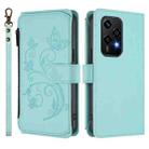 For Honor 200 Lite 5G Global Butterfly Love Flower Multi-card Zipper Wallet Leather Phone Case(Mint Green) - 2