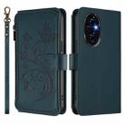 For Honor 200 Pro 5G Global Butterfly Love Flower Multi-card Zipper Wallet Leather Phone Case(Dark Green) - 2