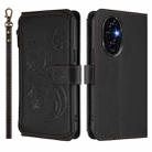 For Honor 200 Pro 5G Global Butterfly Love Flower Multi-card Zipper Wallet Leather Phone Case(Black) - 2