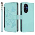 For Honor 200 Pro 5G Global Butterfly Love Flower Multi-card Zipper Wallet Leather Phone Case(Mint Green) - 2