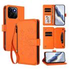 For Honor 200 Smart 5G / X7c 4G Butterfly Love Flower Multi-card Zipper Wallet Leather Phone Case(Orange) - 1