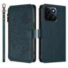 For Honor 200 Smart 5G / X7c 4G Butterfly Love Flower Multi-card Zipper Wallet Leather Phone Case(Dark Green) - 2
