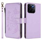 For Honor 200 Smart 5G / X7c 4G Butterfly Love Flower Multi-card Zipper Wallet Leather Phone Case(Light Purple) - 2