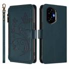 For Honor 300 Butterfly Love Flower Multi-card Zipper Wallet Leather Phone Case(Dark Green) - 2