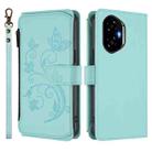 For Honor 300 Butterfly Love Flower Multi-card Zipper Wallet Leather Phone Case(Mint Green) - 2