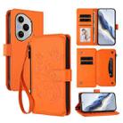 For Honor 400 Pro Global 160.8mm Butterfly Love Flower Multi-card Zipper Wallet Leather Phone Case(Orange) - 1